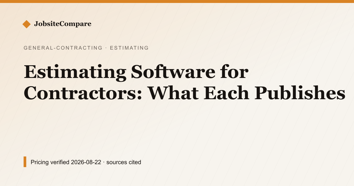 Estimating Software for Contractors: What Each Publishes — Estimating & Quoting pricing comparison