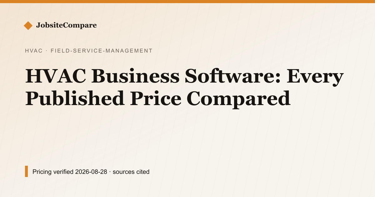 HVAC Business Software: Every Published Price Compared — Field Service Management pricing comparison